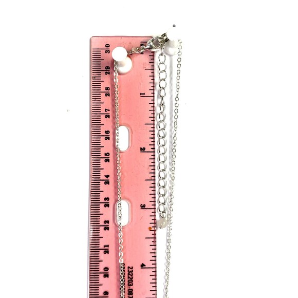 Vintage Avon SAQ signed Double Chain ‘Y’ Necklace geometric Pendant 2006 White - Picture 14 of 15